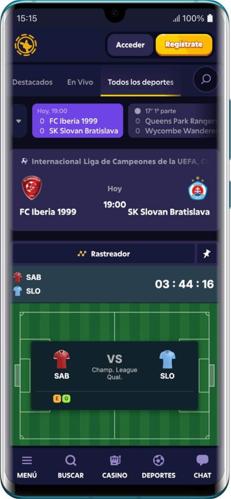 Captura de pantalla de la aplicación móvil Roobet para dispositivos Android